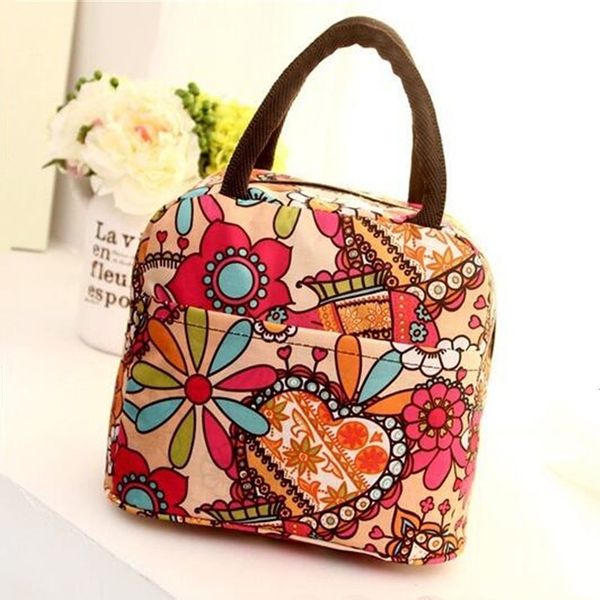 

printing portable lunch bag thermal insulated lunch bags tote picnic cooler bag bento pouch storage case lunchzak, Blue;pink