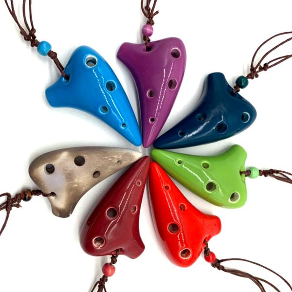 

1 pcs flute 6 hole soprano c ceramic flauta ocarina of time mini ocarina flute kid's toy musical instruments 7 color