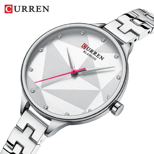 

luxury brand curren women's watch fashion elegant quartz wristwatch with stainless steel female clock ladies 9047 reloj mujer, Slivery;brown