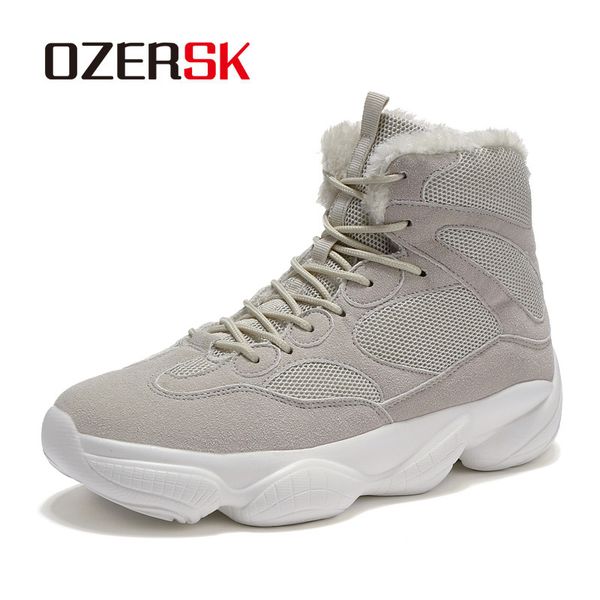 

ozersk brand autumn winter new arrivals ankle snow boots men shoes with fur warm vintage classic male fahion casual boots men, Black