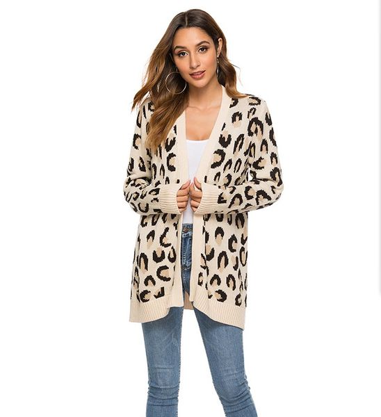 

lady fashion leopard computer knitted cardigan for winter, White;black