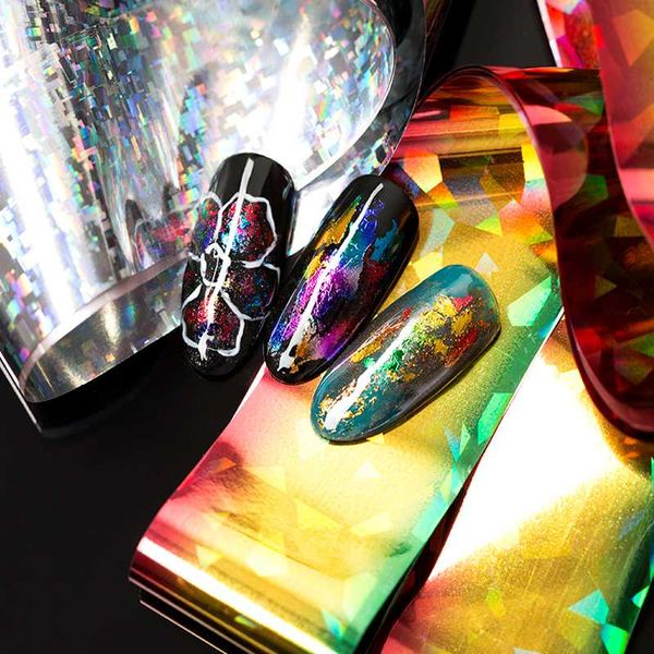 

nails art decoration fashion broken mirror glass foil nail stickers tips decal 3d color nail art stickers charms manicure design, Silver;gold