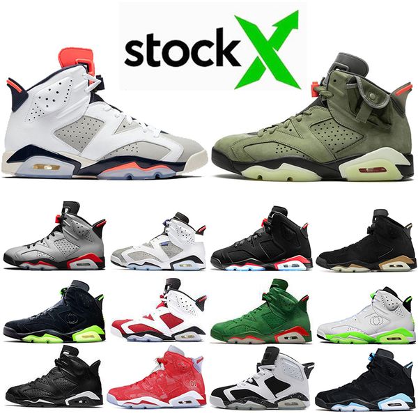 

новый популярный travis скоттс x 6 medium olive 6s мужчины баскетбол обувь og желтого кактус джек unc светоотражающая bugs bunny открытых кр, White;red