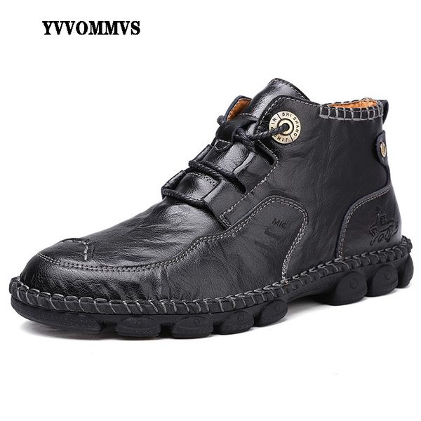 

men's casual leather shoes tooling boots fashion office daily cowhide, Black