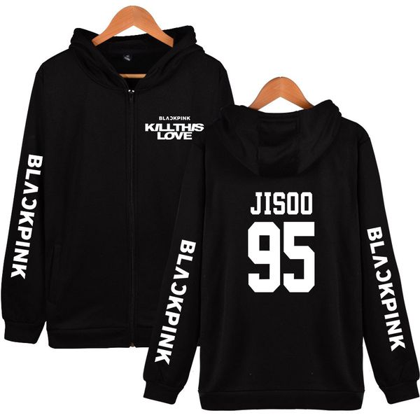 

kpop blackpink return main song kill this love zipper hoodies coats sweatshirt cute women/men fashion hoodies zippers clothes, Black