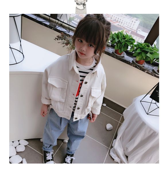 

2019 new autumn item girl cool jeans jacket with pocket design two colors, Blue;gray