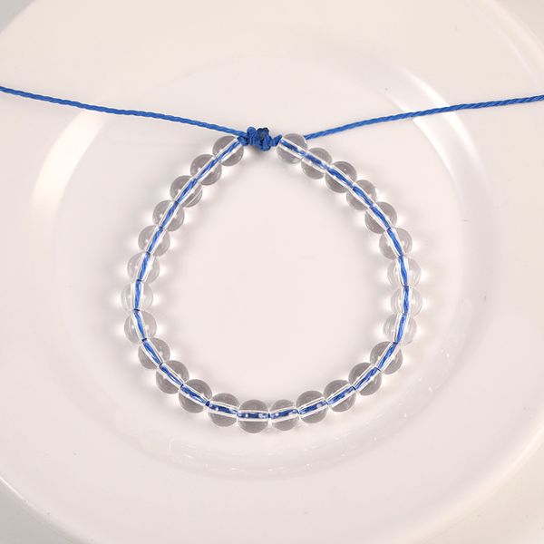 

WISH Card Handornamented Wax Rope Handwoven Bracelet 6mm Transparent Glass Crystal Beads Bead Bracelet