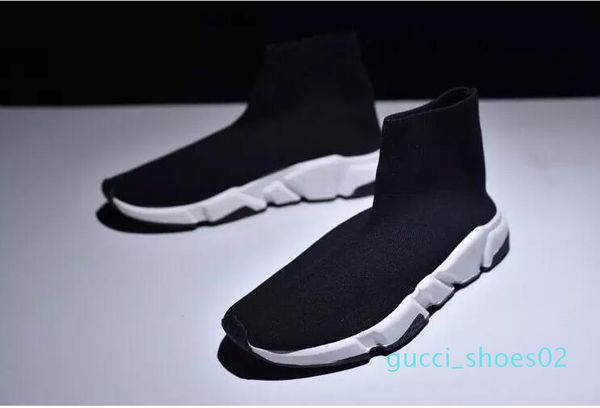 

luxury paris designer sock speed trainer stretch knit mid black white brand fashion breathable casual shoes for men women size 46 g02