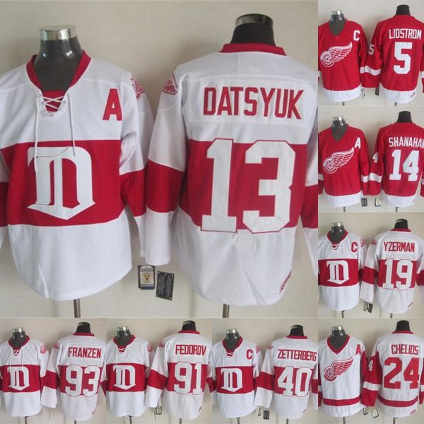

Detroit Red Wings 24 Chris Chelios 5 Nicklas Lidstrom 91 Sergei Fedorov 19 Steve Yzerman 10 Alex Delvecchio 4 Gordie Howe Hockey Jersey