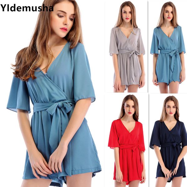 

v neck knitted bodysuit women black short sleeve buttons rompers womens jumpsuit 2019 new casual one-pieces bodysuits, Black;white