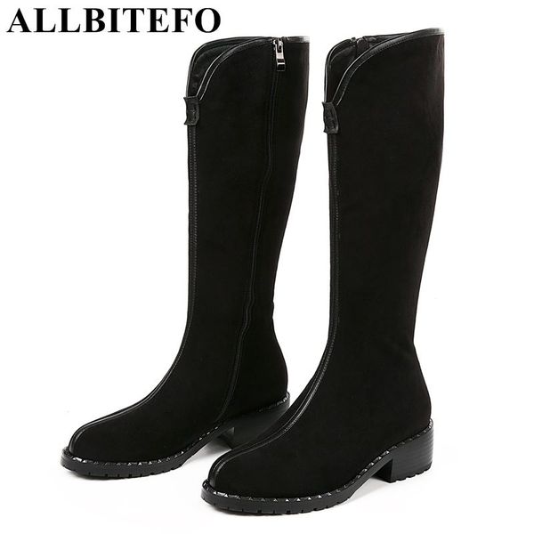 

allbitefo comfortable flock women high boots winter fashion girls over knee boots high heel thigh shoes, Black