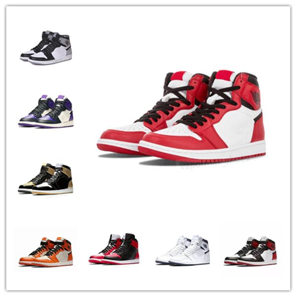 Acquista 2019 Designer Nike Michael Jordan 1 Shoes Scarpe Da Basket Uomo 1s Top Pine Green Court Viola Chicago OG 1 Gioco Royal Blue Backboard Sneaker Da Ginnastica Di Design Taglia 5,5