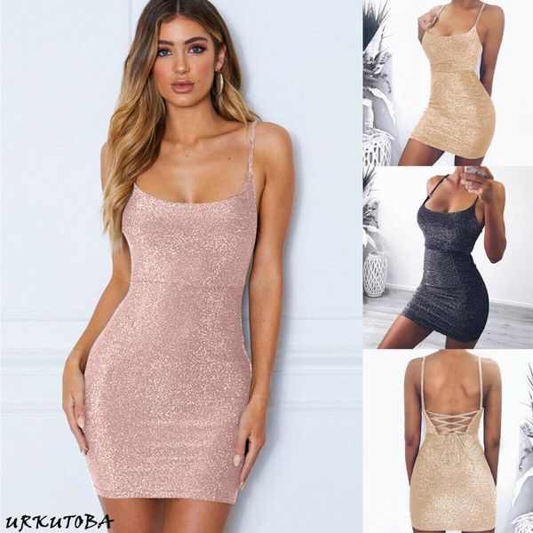 

женщины летние сексуальные блестки без рукавов bodycon клубная одежда платья женские вечеринки твердые спинки мини-платье, Black;gray
