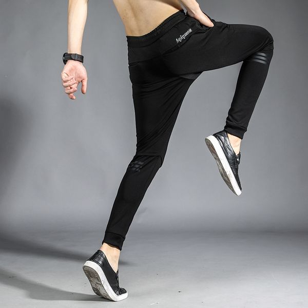 

2017 summer thin fitness long casual pants men sweatpants baggy jogger fashion elastic waist streetwear trousers big size m-4xl, Black