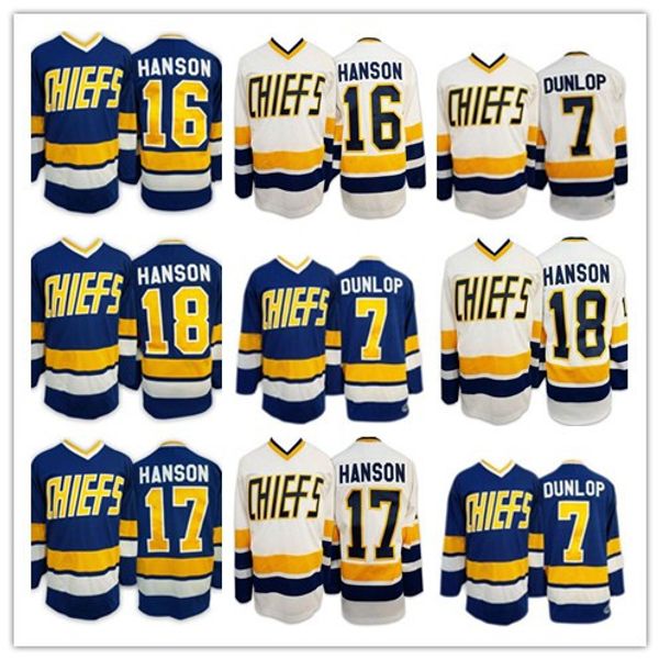 

hanson brothers #16 #17 #18 dunlop reggie 7 denis lemieux 1 chief slap shockey jersey s-3xl 100% stitched, Black;red