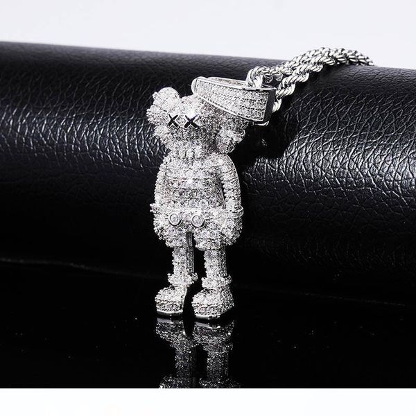 

iced out мультфильм puppets ожерелье цирконий ожерелье мода хип-хоп ювелирные изделия mens подарки, Silver