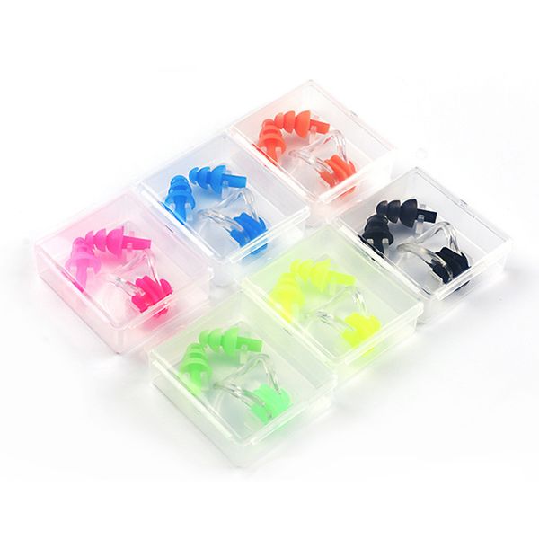 

portable waterproof soft swim earplug nose clip set silicone surf swimming pool accessories for adults swimming diving sale
