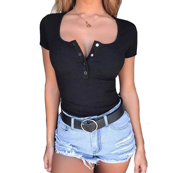 

white jumpsuit rompers for women short sleeve bodysuits basic button down knitted bodysuits ribbed stretchy knit skinny white bodysuits, Black;white
