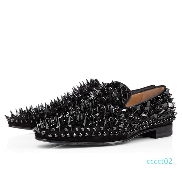 

new men luxury designer loafers dress shoes triple black red matte patent leather spike sneakers for business wedding flat bottoms ct2