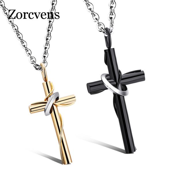 

modyle cross necklacespendants для мужчин и женщин из нержавеющей стали золото цвет мужской кулон ожерелья prayer ювелирных изделий, Silver