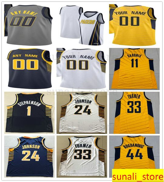 

printed victor 4 oladipo malcolm 7 brogdon myles 33 turner tj 1 warren jeremy 26 lamb doug 20 mcdermott domantas 11 sabonis bowen jersey, Black