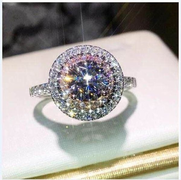 

selling women's inlaid zircon s925 silver ring wedding engagement ring women's wedding gift holiday gift, Golden;silver