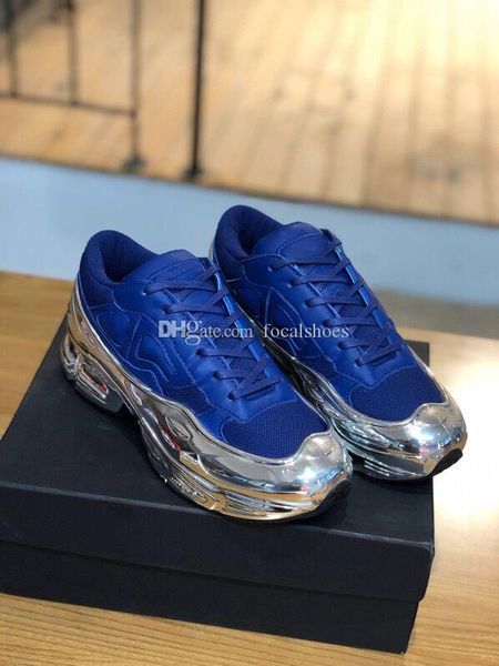 

blue leather silver reflective sole women shoes vintage triple casual shoes men sneakers luxury chaussures ozweggo trainers shoe, Black