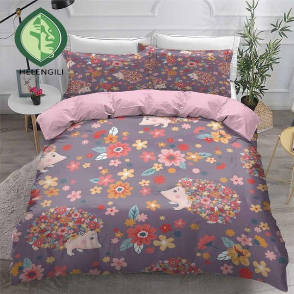 

helengili 3d bedding set hedgehog painting print duvet cover set bedclothes with pillowcase bed home textiles #cw17