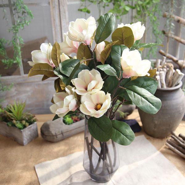 

dropshipping artificial fake flowers leaf magnolia floral wedding bouquet party home decor