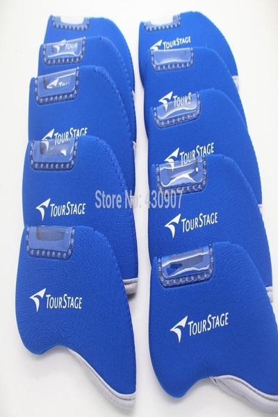 

new golf 10pcs/set blue/sky blue tourstage iron club head covers for golf tour stage with transparent skylight rktio