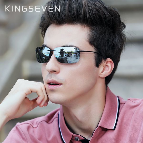 

kingseven tr90 rimless sunglasses men ultralight square frameless sun glasses for women brand designer mirror lens, White;black