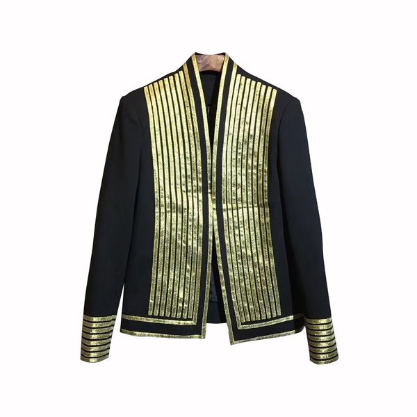 

2019 autumn night hairstyle division personality loose coat jacket tide gold surround men suit coat male trend blazers man suit, White;black