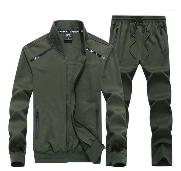 

mens designer tracksuit plussize long sleeve 2pcs sport suit homme spring and autumn fashion casual cloth stretch, Gray