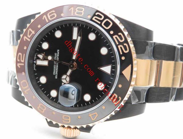 

men's edition ks factory gmt 126711chnr pvd blk asia 3185 watch two tone 18k rose gold pvd black/brown ceramic bezel automatic, Slivery;brown