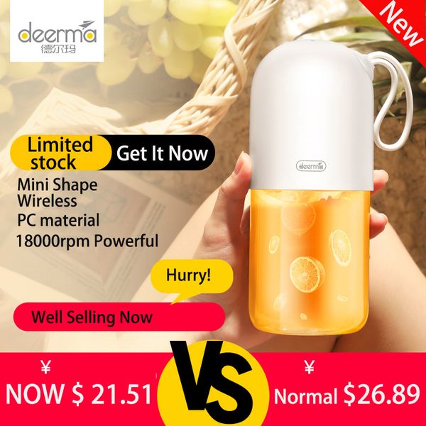 

deerma dem - nu01 300ml portable electric juicer blender mini shape powerful electric juice cup for travel gym