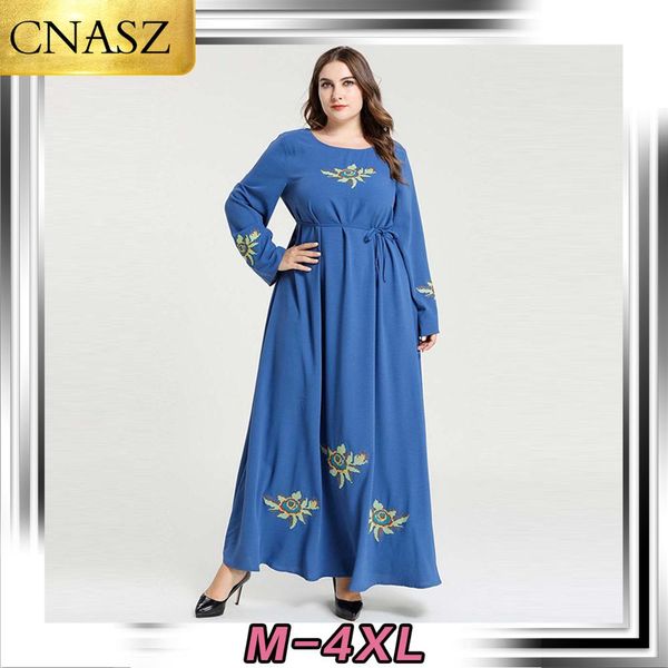 

fashion middle east islamic large size women's arab turkey dubai embroidered casual big swing muslim dress morrocan kimono, Red