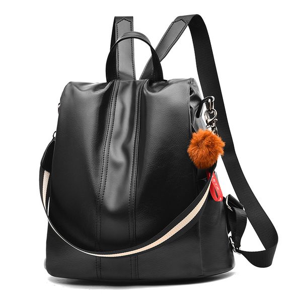 

simple leather backpack lady 2020 new retro shoulder bag schoolbag travel bags