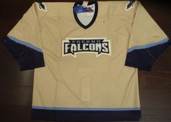 

size xxs-6xl vintage fresno falcons hockey jersey embroidery stitched customize any number and name jerseys yellow, Black;red