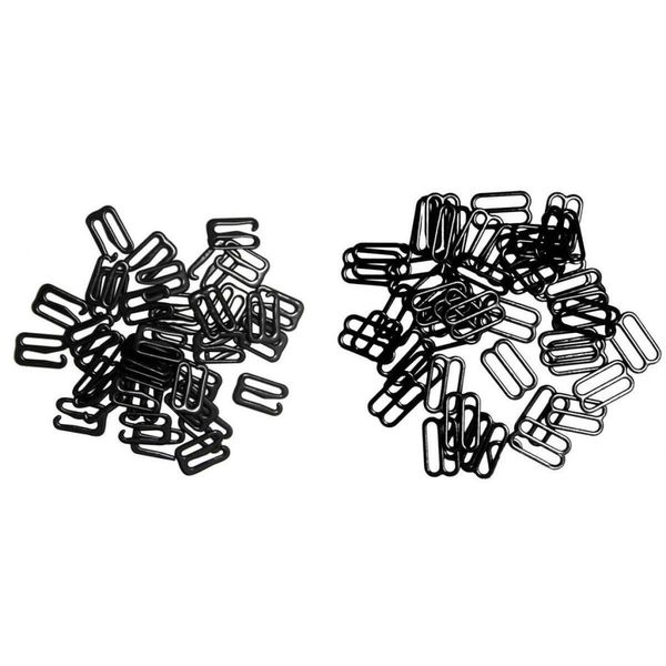

200 pieces bra strap adjuster lingerie slider buckle hooks bikini fastener -black 15mm