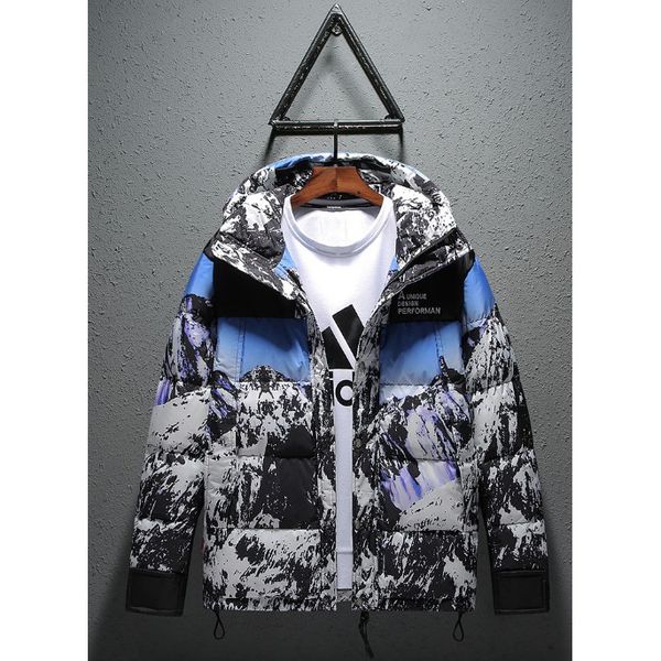 

men designer tide brand coat 2019 fashion snow nountain down coat mens outdoor loose hooded coat luxury casual parkas, Black
