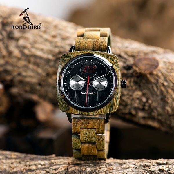 

bobo bird stylish luxury men wood watches relogio masculino timepieces quartz wristwatch in wood gift v-s06, Slivery;brown