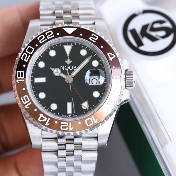 

ks super gmt-010 orologio di lusso 2836 automatic machine movement luminous function and waterproof 50m designer watches, Slivery;brown
