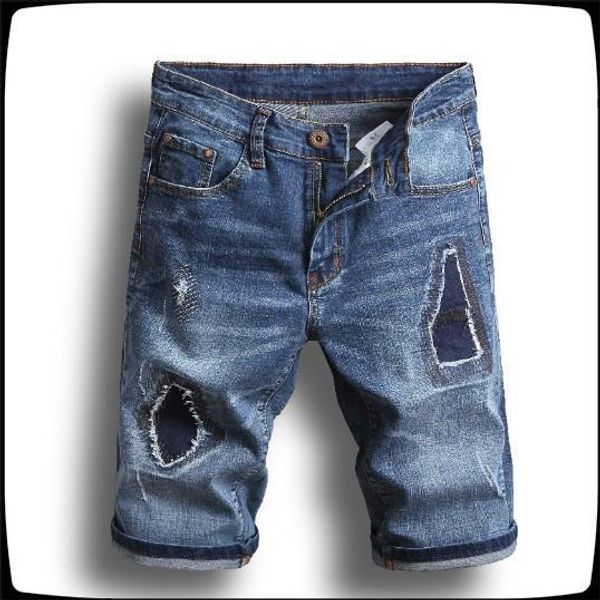 

2020 мужские джинсовые шорты мужские джинсовые разрушенный прямые байкер джинсы рваные hole плюс размер азиатских 28-38 бесплатная доставка, Blue