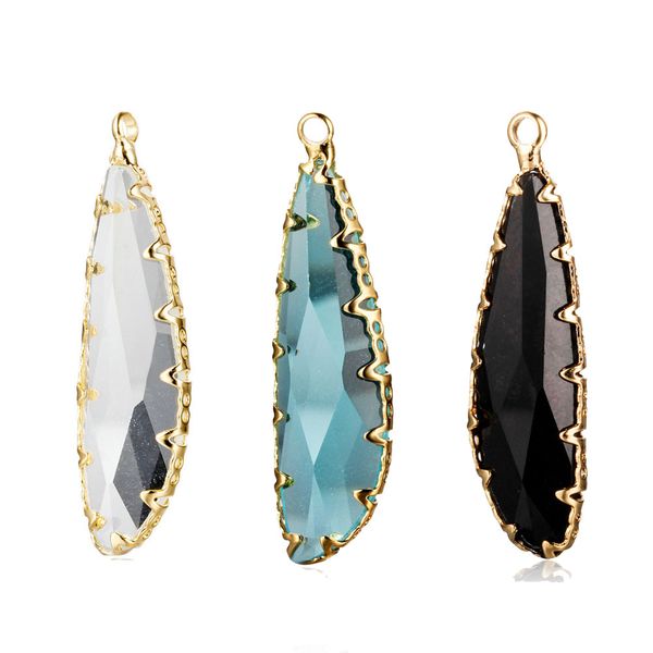 

3 шт. / лот нерегулярные треугольник кристалл камень шарм подвески стеклянные камни кулон diy ювелирные изделия выводы, Bronze;silver