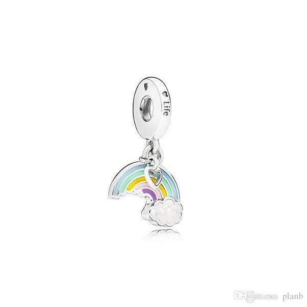 

925 sterling silver rainbow pendant charms original box for pandora european bead charms bracelet necklace jewelry making accessories, Bronze;silver
