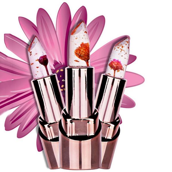 

2017 gold flower temperature changed lip lipstick 3 flavors woman moisturizer lips makeup