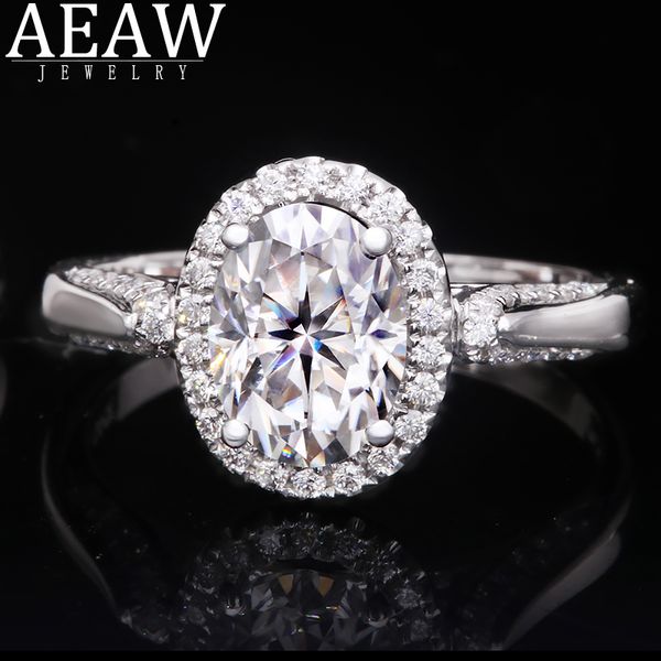 

1.5 ct 6x8mm df color vvs1 oval brilliant cut moissanite engagement ring for lady real 18k white gold, Golden;silver