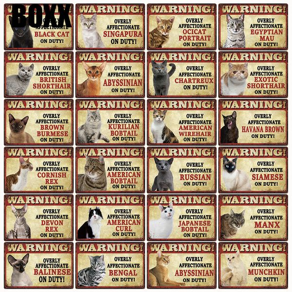 

pets cats warning bengal bombay on duty metal sign tin poster home decor bar wall art painting 20*30 cm size
