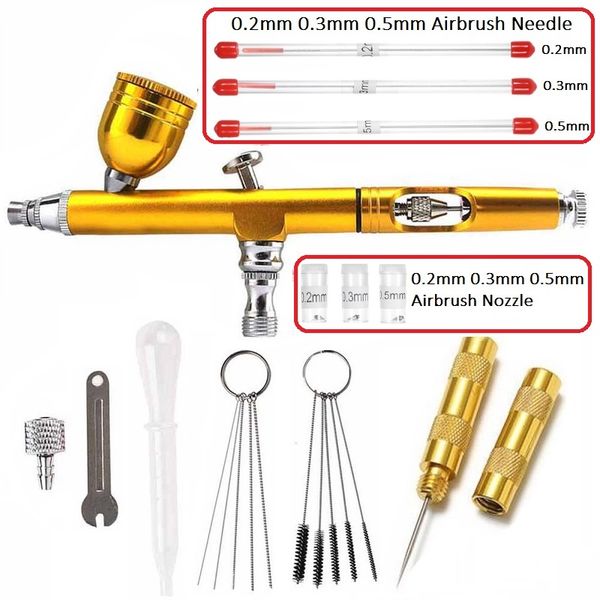 

airbrush with cleaning set 0.2mm 0.3mm 0.5mm airbrush nozzle needle spray gun accessories cake decorating nail art paint tattoo