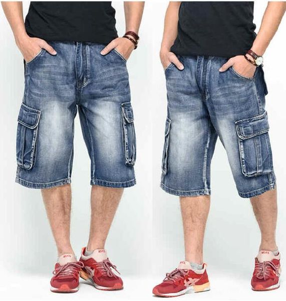 

мужчины свободные джинсы хип-хоп скейтборд джинсы мужская мода мужская мульти-карман повседневная размер 30-46 несколько стилей колено брюки, Blue